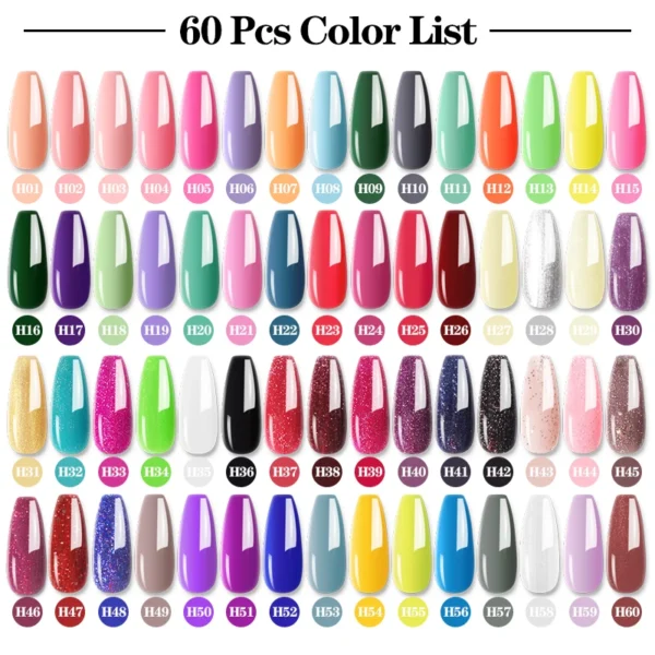 Acrylic Nails Kit 60/40 Pcs Gel Polish Set Glitter Soak Off