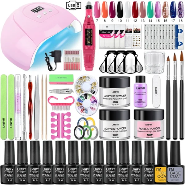 Acrylic Nails Kit Powder Liquid Monomer Manicure Art Tools Set