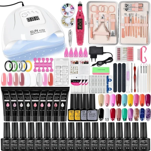 Acrylic Nails Kit With Poly Gel, Clipper, Nail Dryer, Polish Set