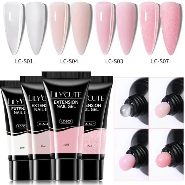 LILYCUTE Acrylic Nails Kit - 4PCS Nail Extension Gel Set