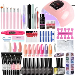 Acrylic Nails Kit With Lamp, Drill, Gel Polish, Manicure Tools