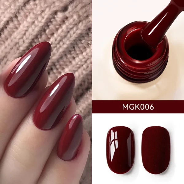 Acrylic Nails Kit Burgundy Gel Polish Glossy Semi Permanent