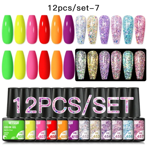 Acrylic Nails Kit With Glitter Reflective Gel Polish Set UV - Image 3