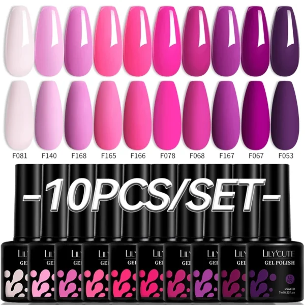 Acrylic Nails Kit Pink Purple Gel Polish Set UV LED Varnish