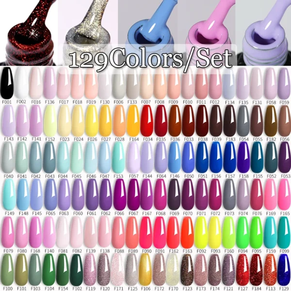 LILYCUTE Acrylic Nails Kit 60/66/129PCS Gel Set with Glitter