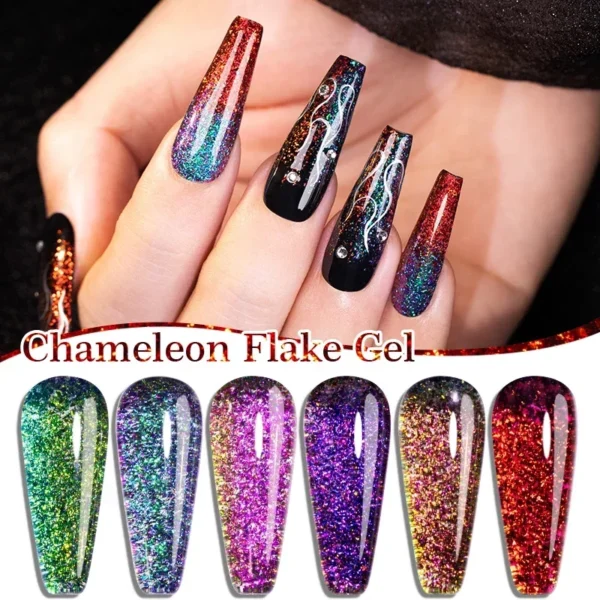 Acrylic Nails Kit Chameleon Flake Gel UV Glitter Polish 5ML - Image 6