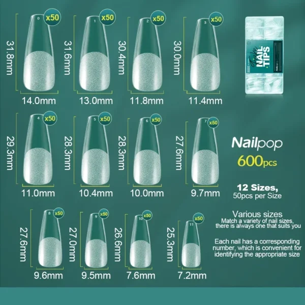Acrylic Nails Kit Soft Gel Nail Tips Full Cover Coffin Stiletto Set - Image 6