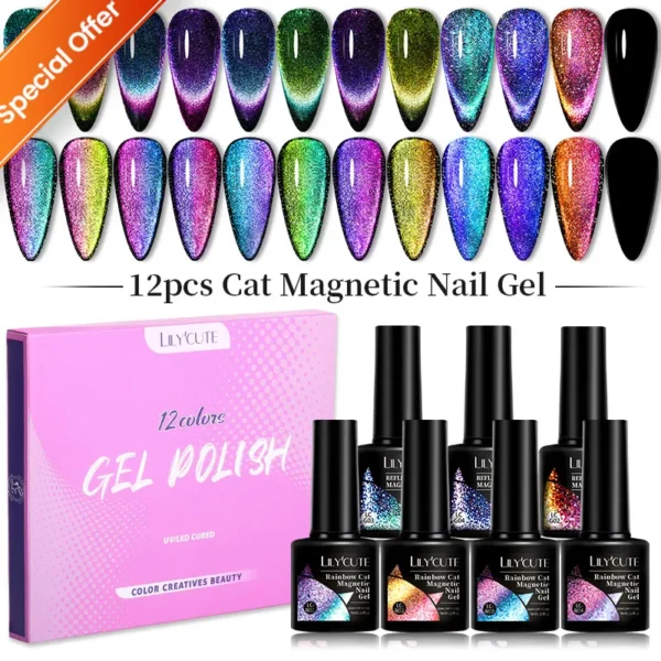 Acrylic Nails Kit 12PCS Glitter Gel Polish Soak Off UV Set - Image 2