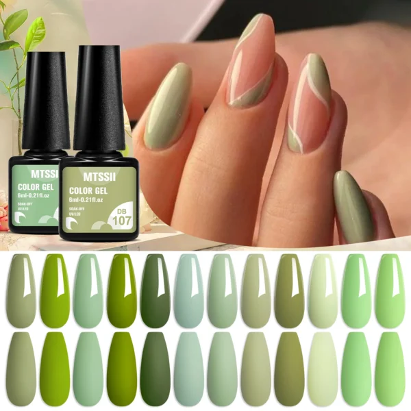 Acrylic Nails Kit Green UV Gel Polish Set For Manicure DIY - Image 2