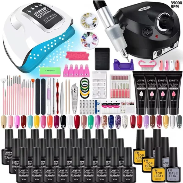 Acrylic Nails Kit with Nail Lamp, Poly Gel and Manicure Tools Set