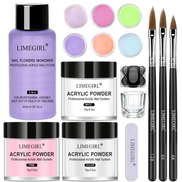 Acrylic Nails Kit With Powder, Liquid Monomer, Extension Tools Set