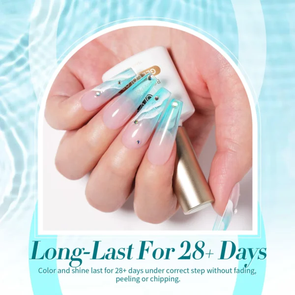Acrylic Nails Kit: 7ml Sea Glass Jelly Gel Polish Set 6 Bottles - Image 4