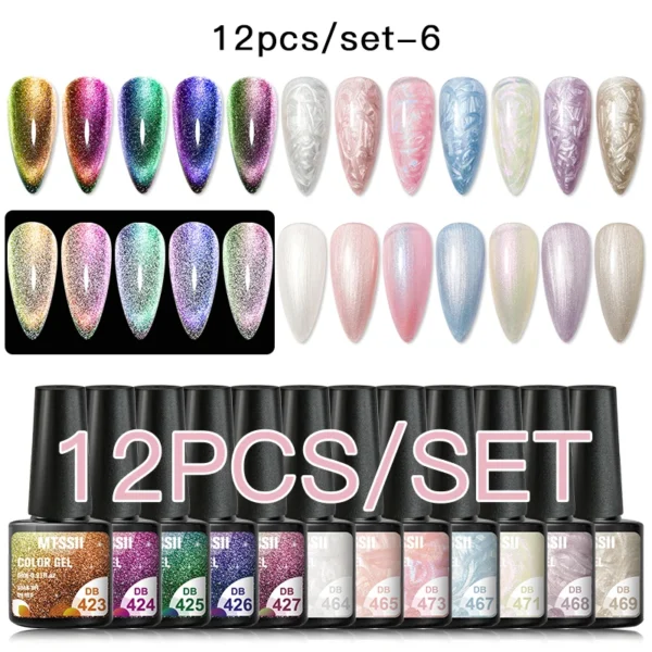 Acrylic Nails Kit With Glitter Reflective Gel Polish Set UV - Image 5