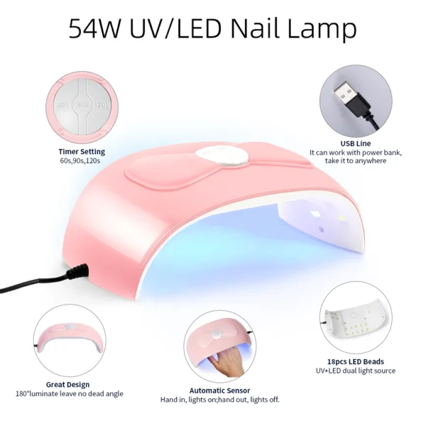 Acrylic Nails Kit Gel Polish Set with UV LED Lamp Dryer - Image 3