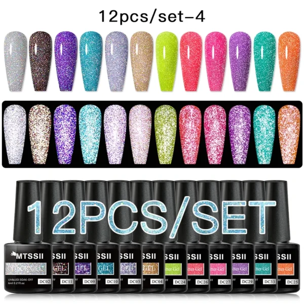 Acrylic Nails Kit With Glitter Reflective Gel Polish Set UV - Image 2