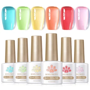 Acrylic Nails Kit: 7ml Sea Glass Jelly Gel Polish Set 6 Bottles