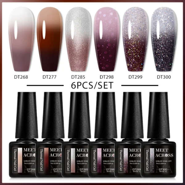 6PCS Thermal Gel Nail Polish Set Temperature Changing Kit - Image 2