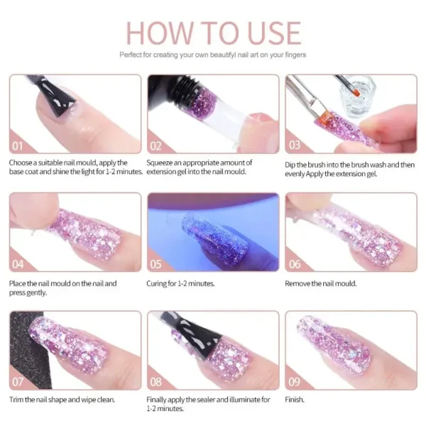 Acrylic Nails Kit With UV LED Lamp, Quick Extension & Full Manicure Set - Image 3