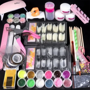 Acrylic Nails Kit With Lamp, Art Decorations, Tips, Manicure Tools
