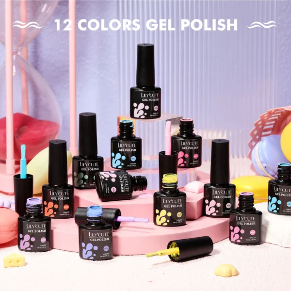 Acrylic Nails Kit 12PCS Glitter Gel Polish Soak Off UV Set - Image 3