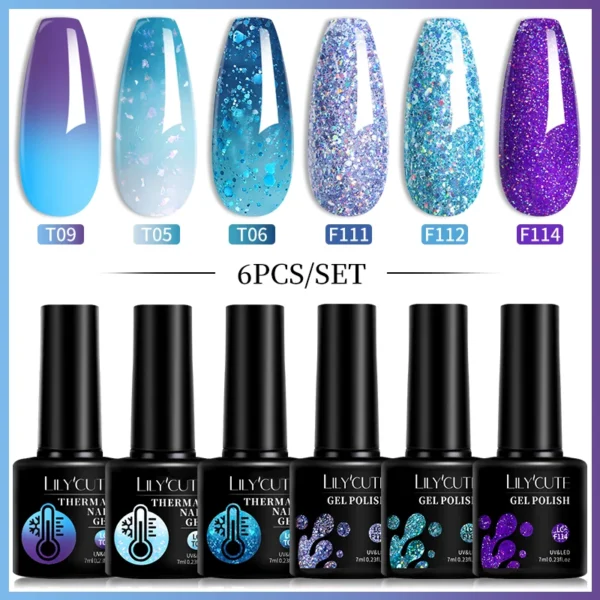 Acrylic Nails Kit Thermal Gel Polish Color Changing Winter Red Set