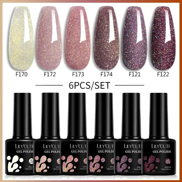 Acrylic Nails Kit 6Pcs Autumn Winter Gel Polish Manicure Set