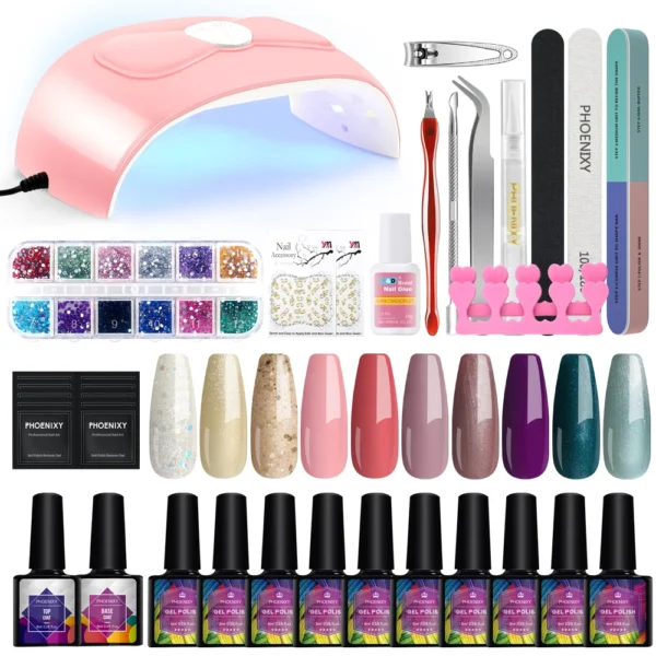 Acrylic Nails Kit Gel Polish Set with UV LED Lamp Dryer