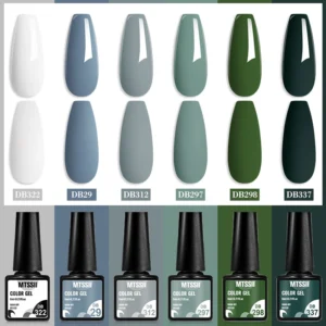 Acrylic Nails Kit: 2/6Pcs Blue Green Gel Polish Set, UV LED