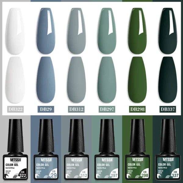 Acrylic Nails Kit: 2/6Pcs Blue Green Gel Polish Set, UV LED