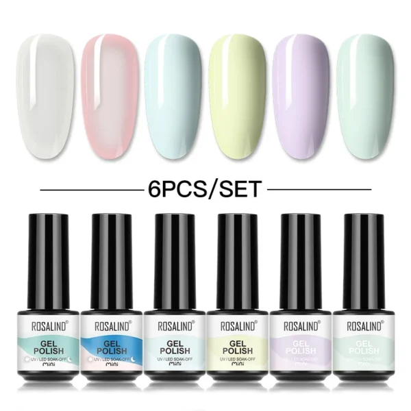 Gel Nail Polish Set 6PCS UV Semi Permanent Macaron Effect Gift Kit