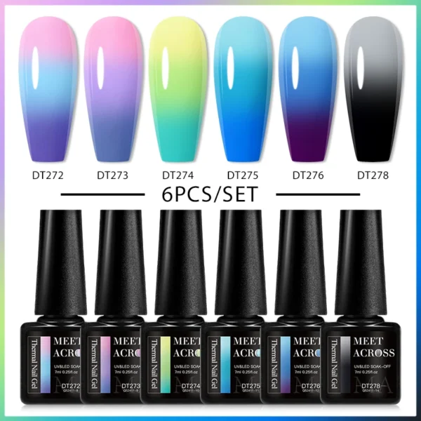 6PCS Thermal Gel Nail Polish Set Temperature Changing Kit
