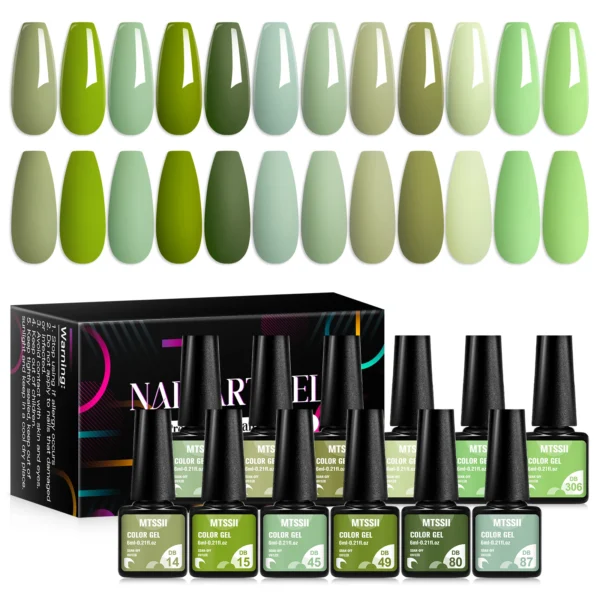 Acrylic Nails Kit Green UV Gel Polish Set For Manicure DIY