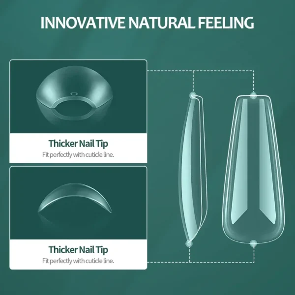 Acrylic Nails Kit Soft Gel Nail Tips Full Cover Coffin Stiletto Set - Image 3