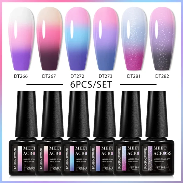 6PCS Thermal Gel Nail Polish Set Temperature Changing Kit - Image 3