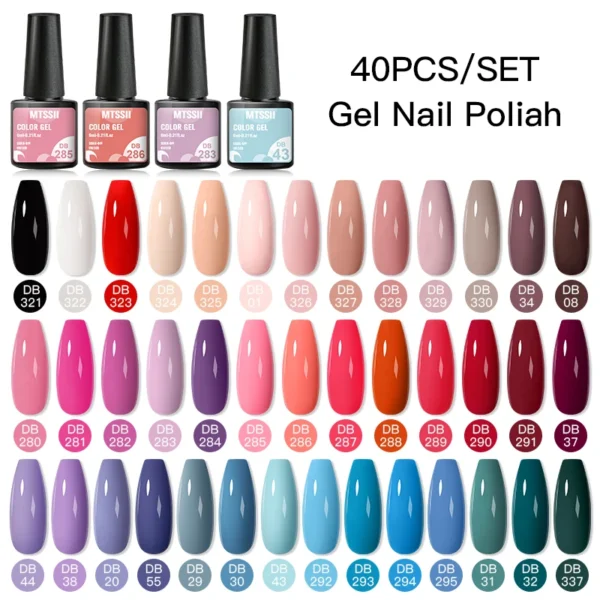 Acrylic Nails Kit - 40/24Pcs Colorful Gel & Glitter Polish Set