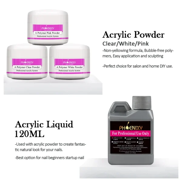Acrylic Nails Kit Professional Set with Powder, Glitter, Tools - Image 3