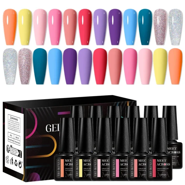 MEET 12Pcs Acrylic Nails Kit UV Gel Manicure Set - Image 2