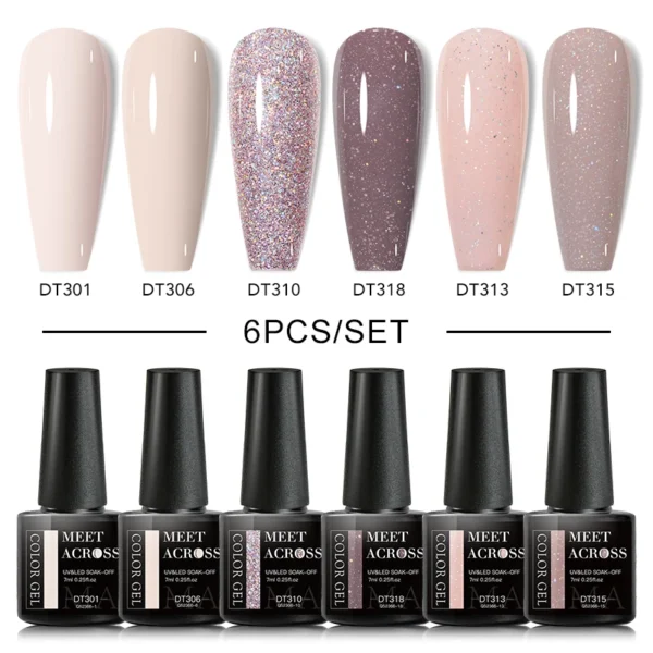 Acrylic Nails Kit Nude Pink Gel Polish Set with UV LED Base Top Coat