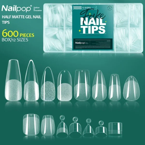 Acrylic Nails Kit Soft Gel Nail Tips Full Cover Coffin Stiletto Set