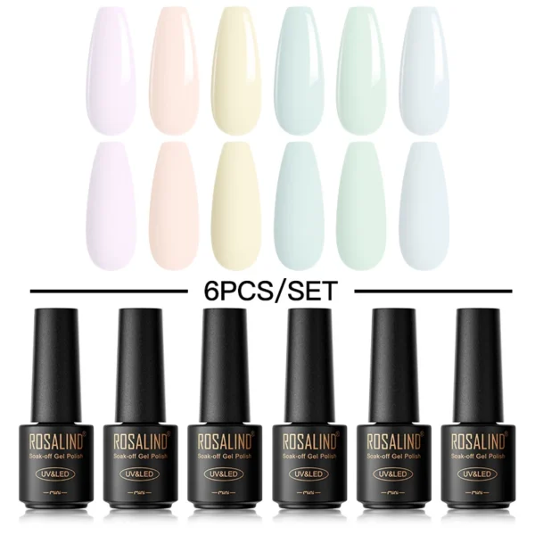 Gel Nail Polish Set 6PCS UV Semi Permanent Macaron Effect Gift Kit - Image 2