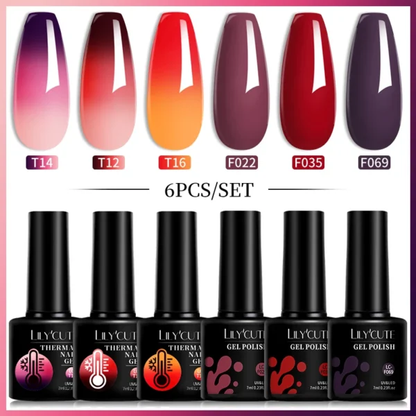 Acrylic Nails Kit Thermal Gel Polish Color Changing Winter Red Set - Image 2
