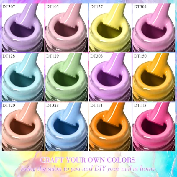 Acrylic Nails Kit Nude Pink Gel Polish Set with UV LED Base Top Coat - Image 9