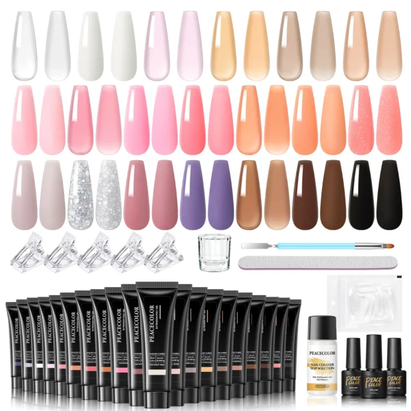 PEACECOLOR Acrylic Nails Kit - Poly Gel for Quick Extensions