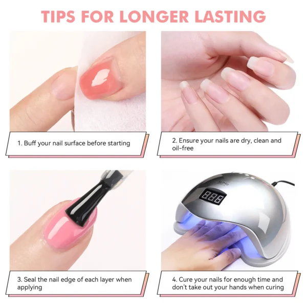 Acrylic Nails Kit 12PCS Glitter Gel Polish Soak Off UV Set - Image 5