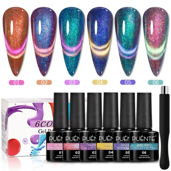 Acrylic Nails Kit Cat Eye Magnetic Gel Polish Set Soak Off Varnish